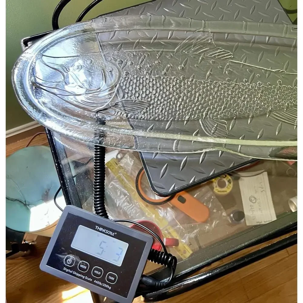 Crate & Barrel Italy Vintage 1990s Large Oval Glass Fish Platter, 22x8.75”